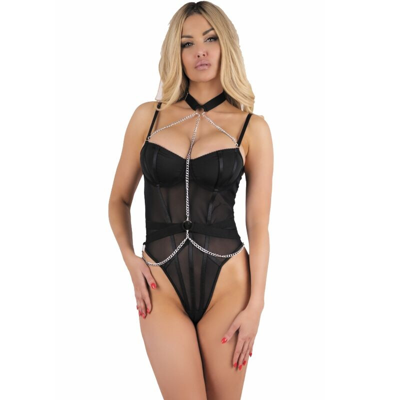 Livco Corsetti Fashion - Peignoir + Chemise + String Melisenda Cf 1709 Noir S